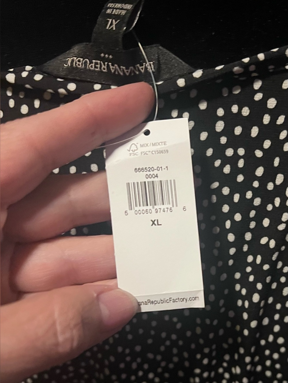 NWT - Banana Republic Black Dress with White Dot Print - Long Sleeve - Picture 3 of 4